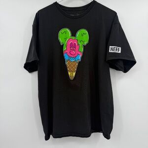 Disney Neff T Shirt Men XL Black Mickey Mouse Ice Cream Cone Short Sleeve Crew